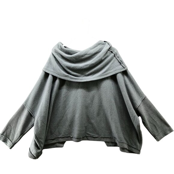 Free People Huntington Pullover Womens S Oversized Fleece Gray Cowl Neck Sweater - Picture 1 of 10